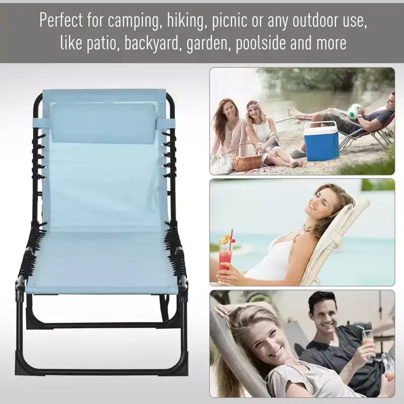 Chaise longue pliable, dossier inclinable 3 positions, conception portable et maille respirante pour piscine, camping