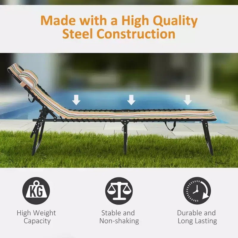 Chaise longue pliable, dossier inclinable 3 positions, conception portable et maille respirante pour piscine, camping