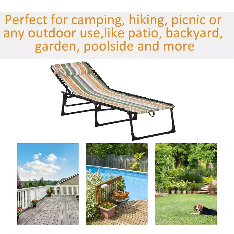 Chaise longue pliable, dossier inclinable 3 positions, conception portable et maille respirante pour piscine, camping