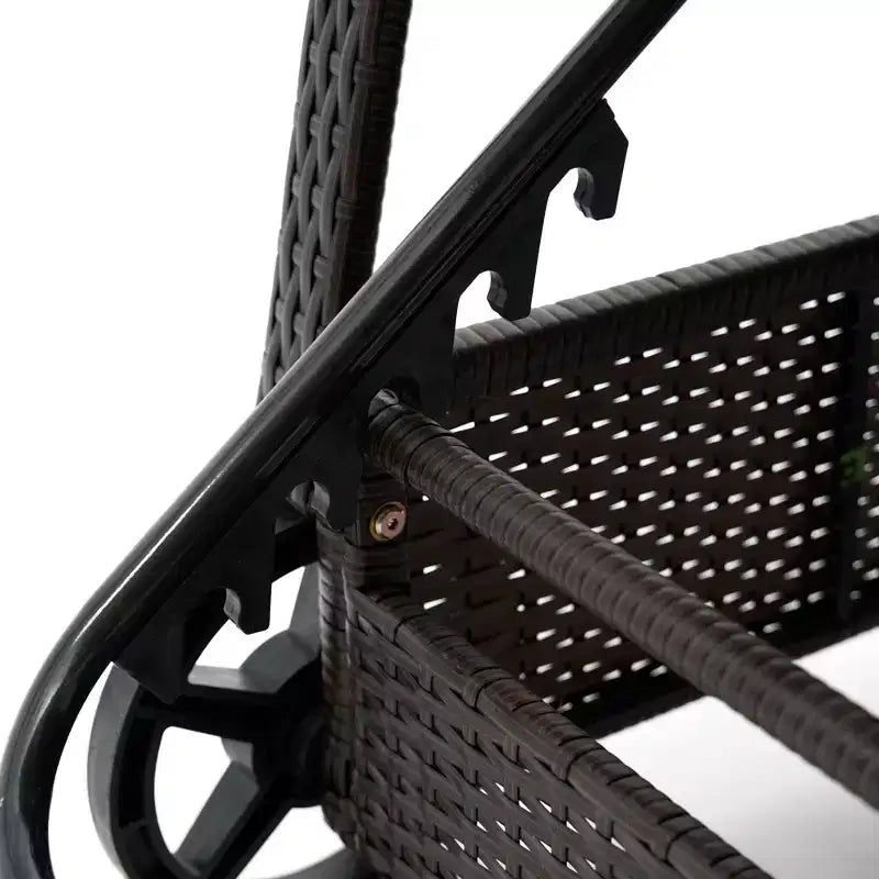 Chaise longue d'extérieur, chaise longue de piscine en rotin à dossier réglable sur 5 niveaux avec roues, coussin et appui-tête