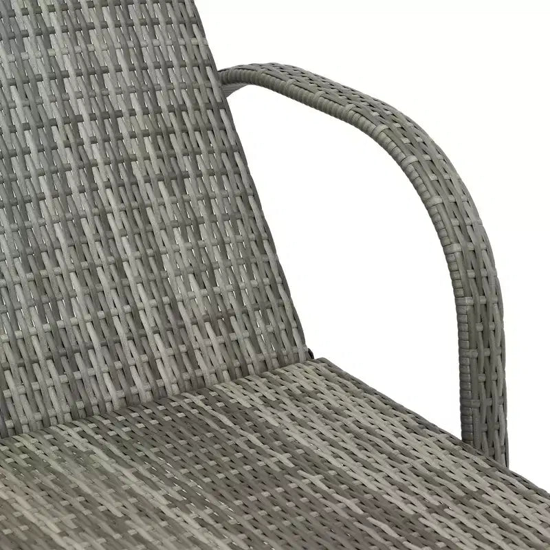 Chaise longue d'extérieur, chaise longue de piscine en rotin à dossier réglable sur 5 niveaux avec roues, coussin et appui-tête