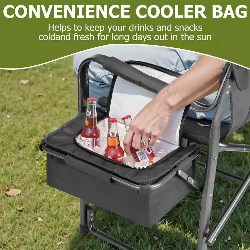 Chaise de camping pliante extra-large SUGIFT avec sac isotherme, table d'appoint et siège rembourré, capacité de 180 kg