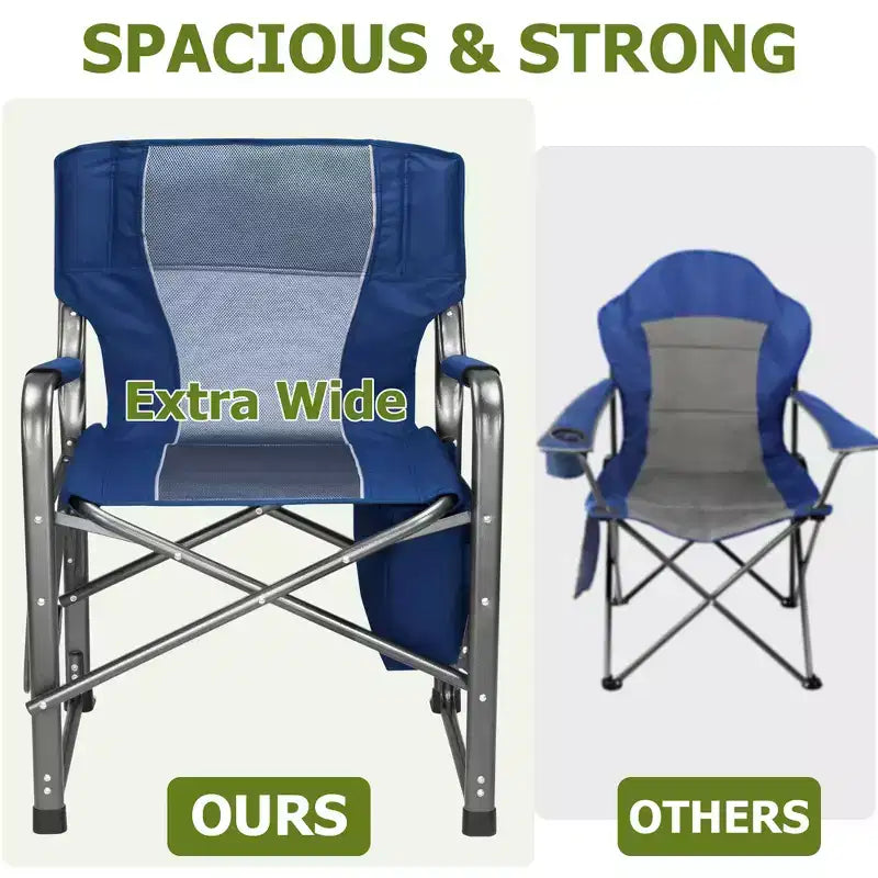 Chaise de camping pliante extra-large SUGIFT avec sac isotherme, table d'appoint et siège rembourré, capacité de 180 kg