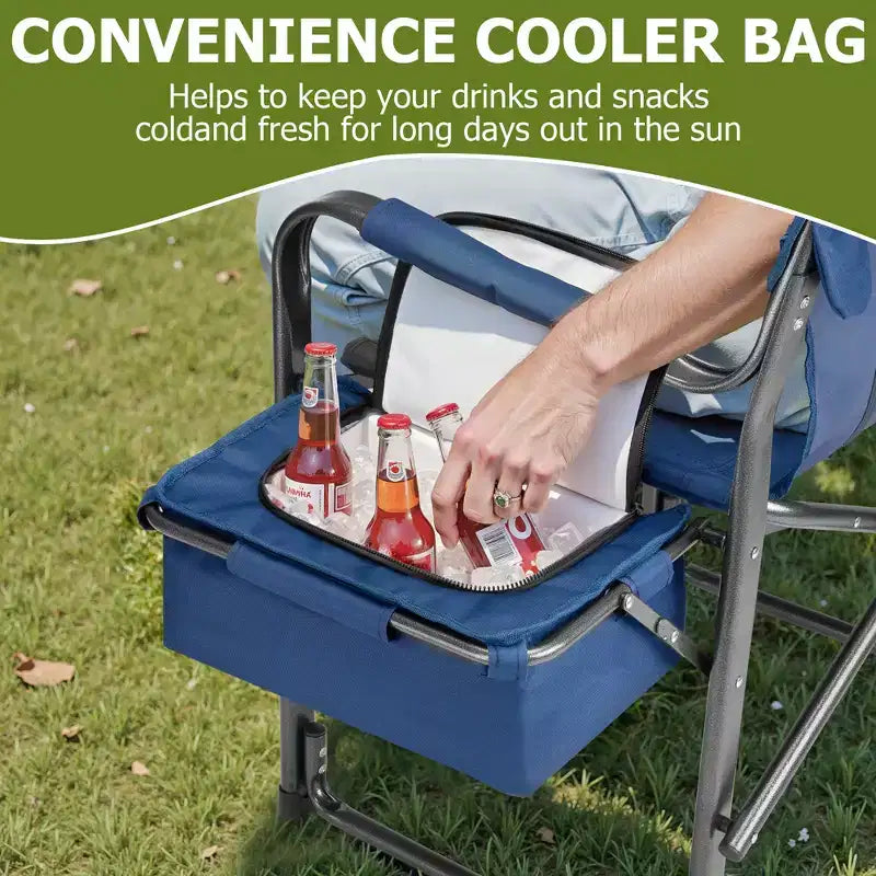 Chaise de camping pliante extra-large SUGIFT avec sac isotherme, table d'appoint et siège rembourré, capacité de 180 kg