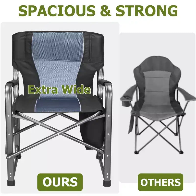 Chaise de camping pliante extra-large SUGIFT avec sac isotherme, table d'appoint et siège rembourré, capacité de 180 kg