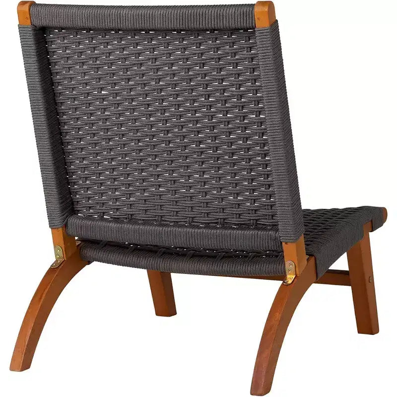 Balkene Home 64010 Costa Rica Chaise longue d'extérieur moderne en bois d'eucalyptus, assise en toile tressée, design Mid-Century, inclinable, gris anthracite