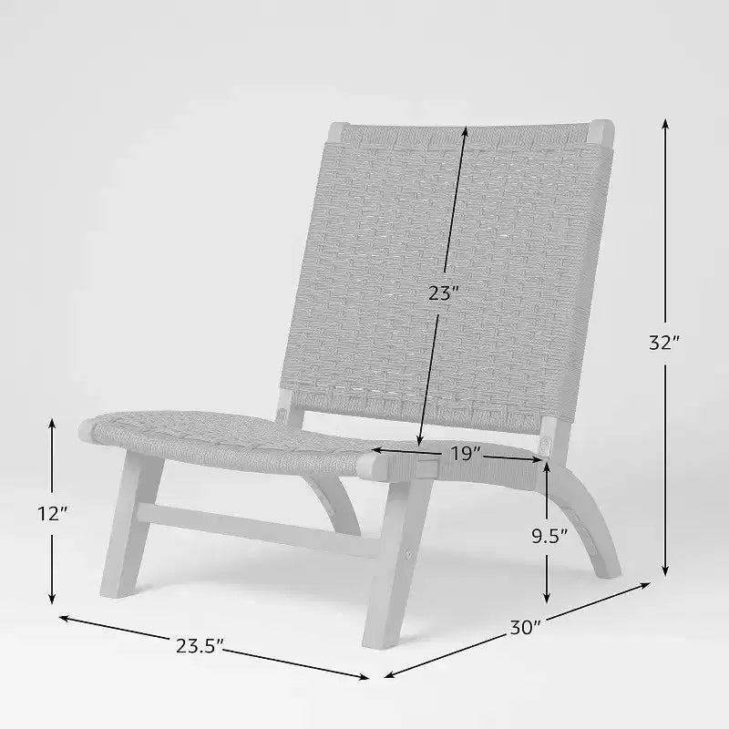 Balkene Home 64010 Costa Rica Chaise longue d'extérieur moderne en bois d'eucalyptus, assise en toile tressée, design Mid-Century, inclinable, gris anthracite