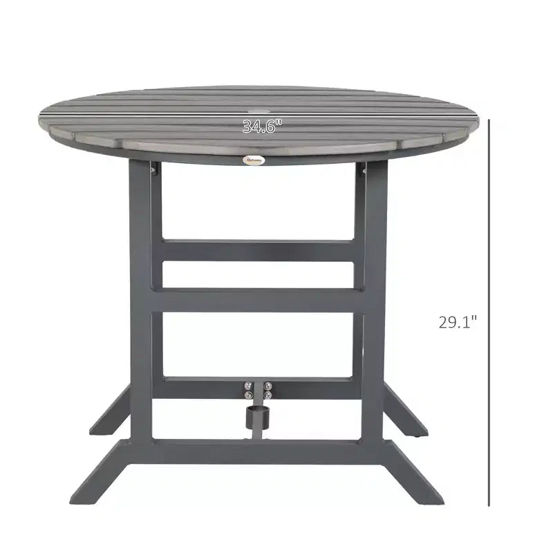 Table de patio ronde à cadre en aluminium avec trou pour parasol, table à manger extérieure pour 4 personnes