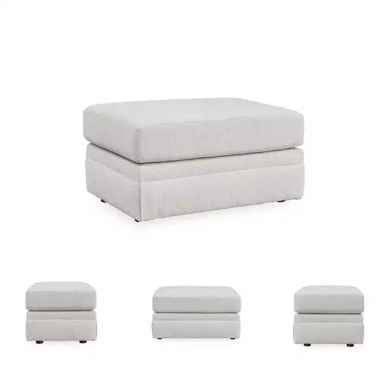Pouf Maitelynn par Signature Design by Ashley, repose-pieds rembourré blanc craie au design moderne et coussiné