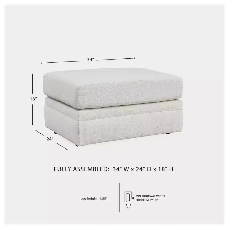 Pouf Maitelynn par Signature Design by Ashley, repose-pieds rembourré blanc craie au design moderne et coussiné