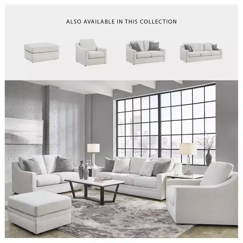 Pouf Maitelynn par Signature Design by Ashley, repose-pieds rembourré blanc craie au design moderne et coussiné