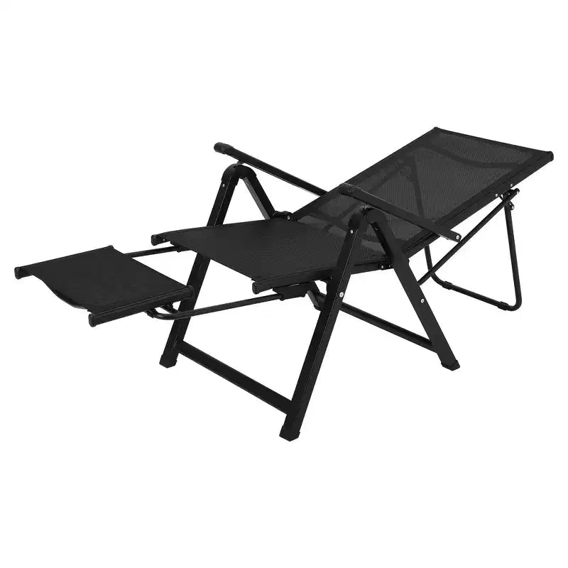 Chaise pliante d'extérieur COZONY avec repose-pieds, transat inclinable réglable sur 10 positions, chaise de camping surdimensionnée en maille textilène, capacité 150 kg