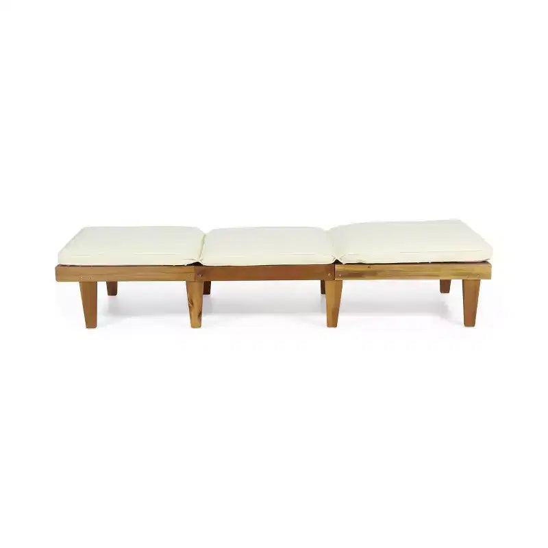 Chaise longue de patio Okak avec coussins pleine longueur, chaise d'extérieur en bois d'acacia avec dossier réglable, chaises de porche pour jardin, patio
