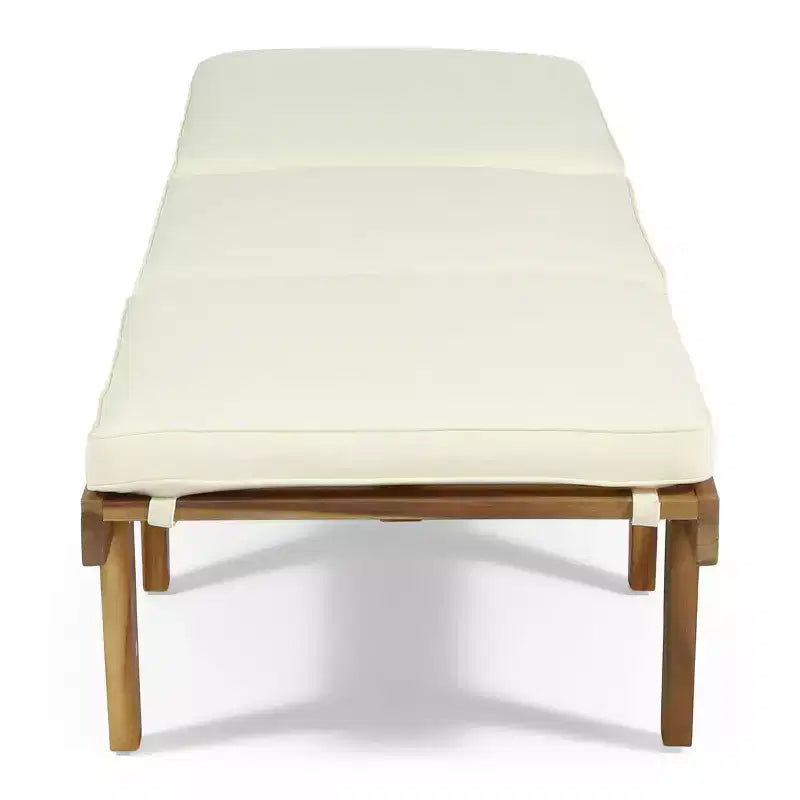 Chaise longue de patio Okak avec coussins pleine longueur, chaise d'extérieur en bois d'acacia avec dossier réglable, chaises de porche pour jardin, patio