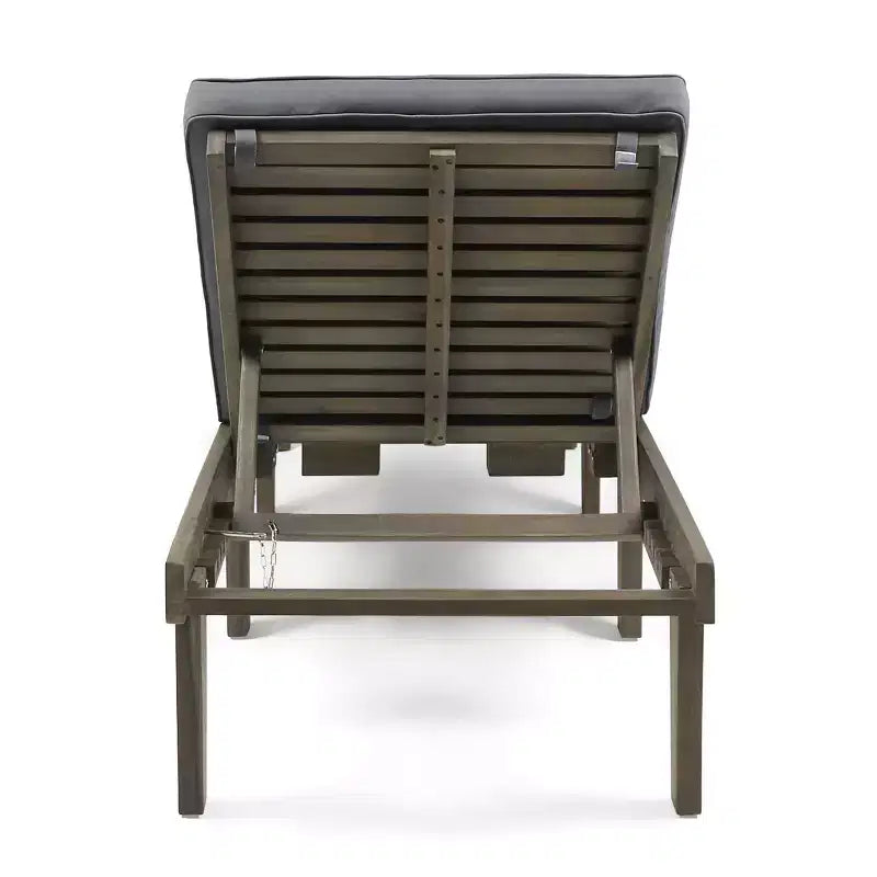 Chaise longue de patio Okak avec coussins pleine longueur, chaise d'extérieur en bois d'acacia avec dossier réglable, chaises de porche pour jardin, patio