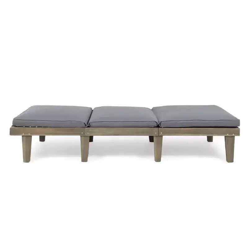 Chaise longue de patio Okak avec coussins pleine longueur, chaise d'extérieur en bois d'acacia avec dossier réglable, chaises de porche pour jardin, patio
