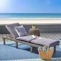 Okak Patio Lounge Chair with Full Length Cushions, Acacia Wood Outdoor Chair with Adjustable Backrest, Porch Chairs for Garden, Patio