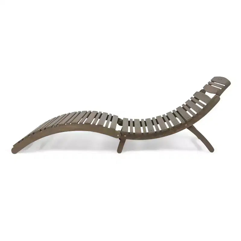 Chaises longues en bois Okak au design incurvé, fauteuil inclinable extérieur pliant avec assise à lattes, chaises de porche pour jardin, bord de piscine, arrière-cour