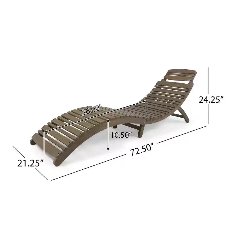 Chaises longues en bois Okak au design incurvé, fauteuil inclinable extérieur pliant avec assise à lattes, chaises de porche pour jardin, bord de piscine, arrière-cour