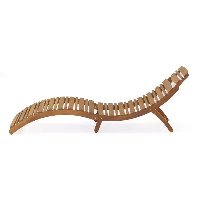 Chaises longues en bois Okak au design incurvé, fauteuil inclinable extérieur pliant avec assise à lattes, chaises de porche pour jardin, bord de piscine, arrière-cour