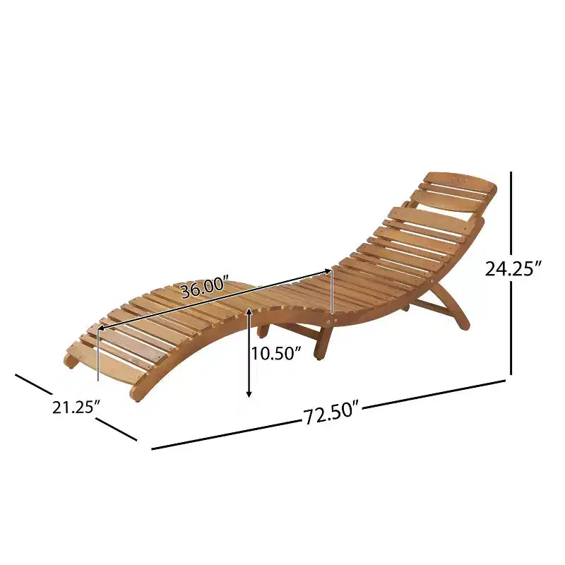 Chaises longues en bois Okak au design incurvé, fauteuil inclinable extérieur pliant avec assise à lattes, chaises de porche pour jardin, bord de piscine, arrière-cour