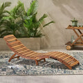 Okak Wooden Lounge Chairs with Curved Design, Foldable Outdoor Recliner with Slat Seat, Porch Chairs for Garden, Pool Side, Backyard