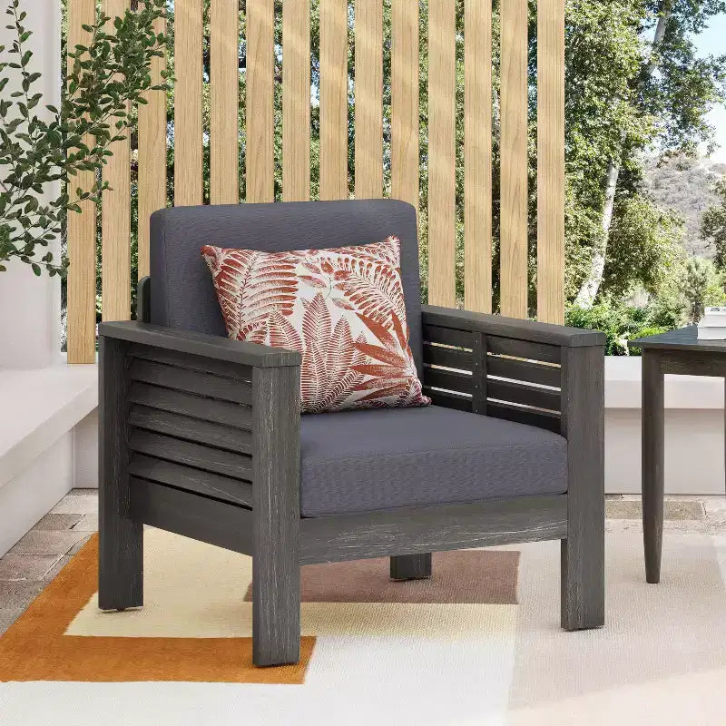Fauteuils de jardin Okak en bois d'acacia avec coussins, chaises de porche style ferme avec accoudoirs fixes, fauteuil de terrasse pour jardin, arrière-cour