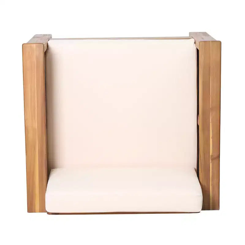 Fauteuils de jardin Okak en bois d'acacia avec coussins, chaises de porche style ferme avec accoudoirs fixes, fauteuil de terrasse pour jardin, arrière-cour