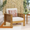 Fauteuils de jardin Okak en bois d'acacia avec coussins, chaises de porche style ferme avec accoudoirs fixes, fauteuil de terrasse pour jardin, arrière-cour