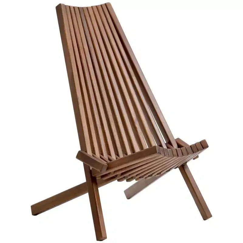 Chaises de jardin Okak pliables, fauteuil de patio avec assise ergonomique et dossier haut incliné, chaise longue d'extérieur pour cour, jardin, naturel