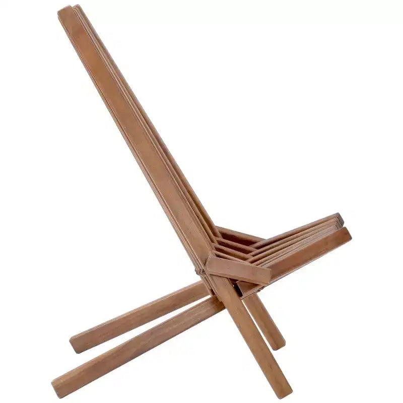 Chaises de jardin Okak pliables, fauteuil de patio avec assise ergonomique et dossier haut incliné, chaise longue d'extérieur pour cour, jardin, naturel