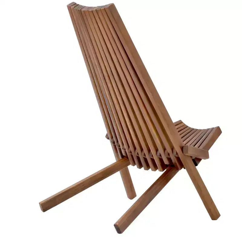 Chaises de jardin Okak pliables, fauteuil de patio avec assise ergonomique et dossier haut incliné, chaise longue d'extérieur pour cour, jardin, naturel