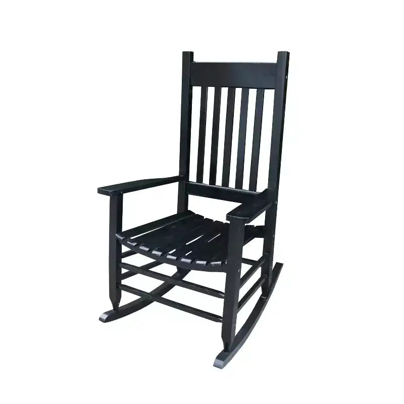 Fauteuil à bascule de véranda en bois Noir, sans tapis