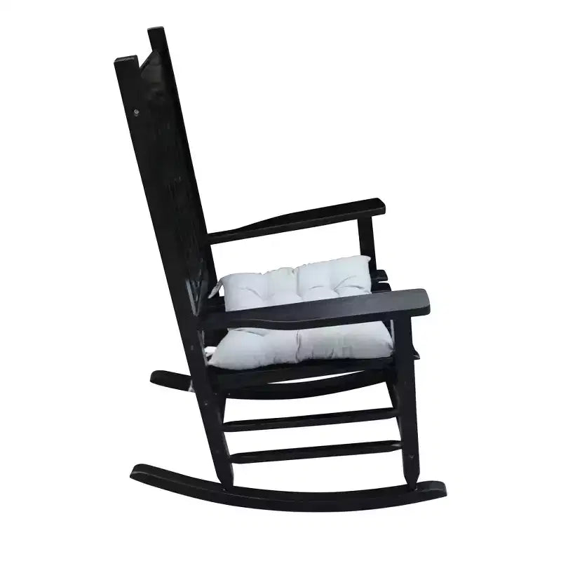 Fauteuil à bascule de véranda en bois Noir, sans tapis