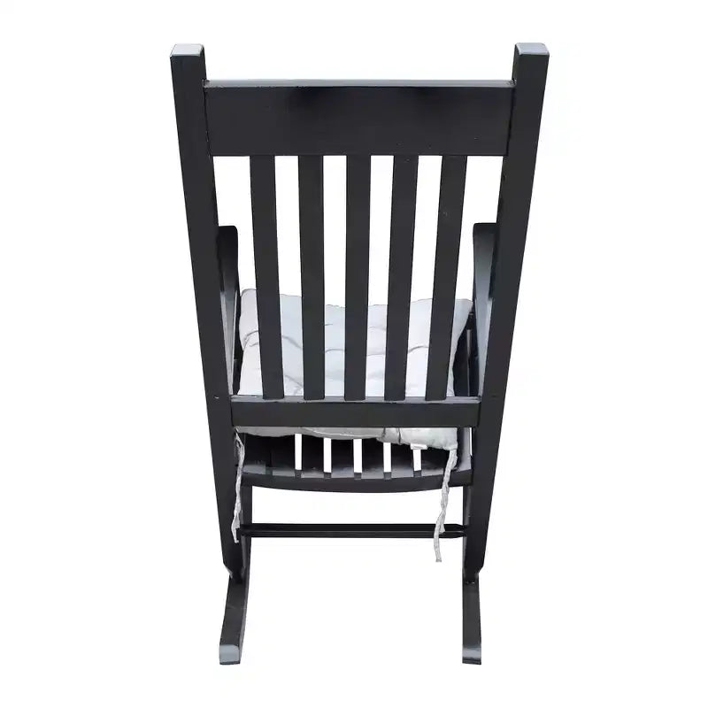 Fauteuil à bascule de véranda en bois Noir, sans tapis
