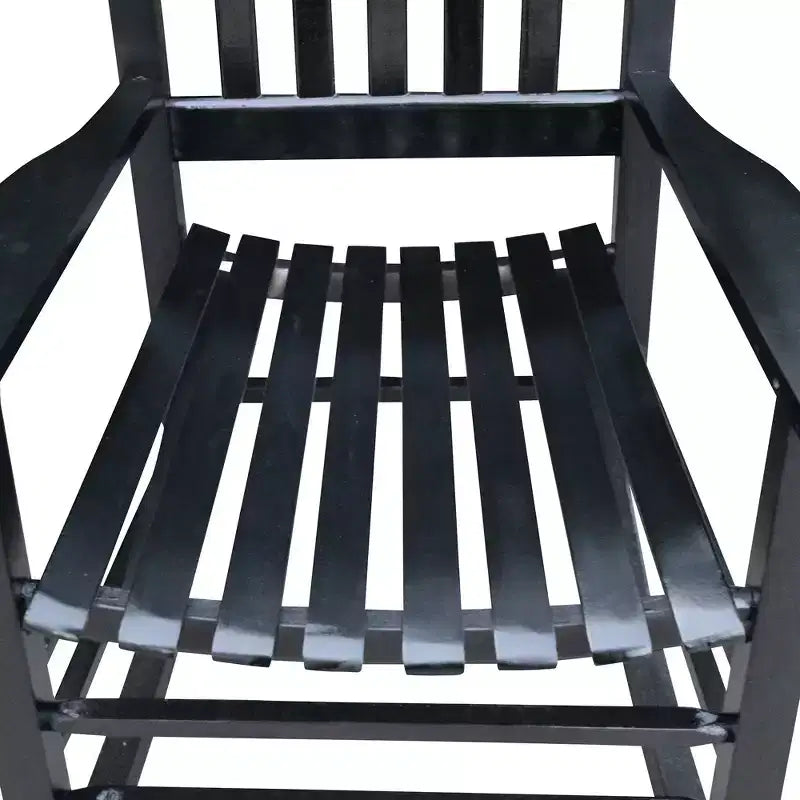 Fauteuil à bascule de véranda en bois Noir, sans tapis