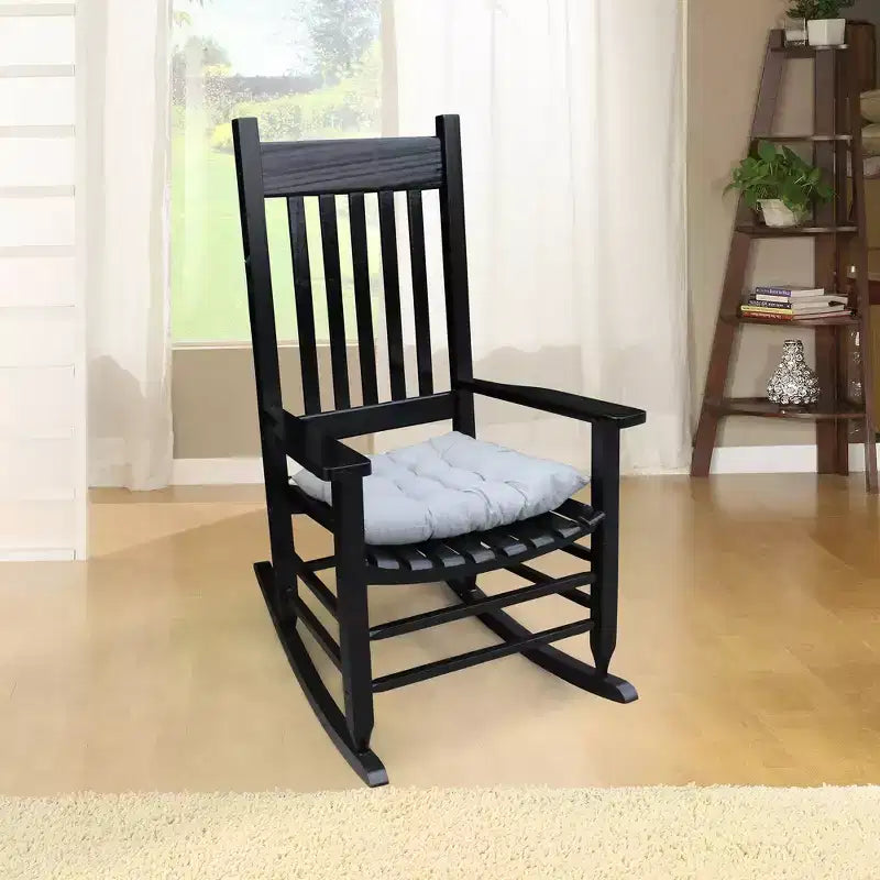 Fauteuil à bascule de véranda en bois Noir, sans tapis