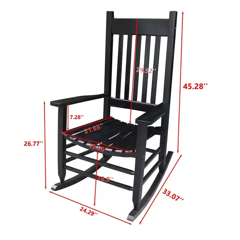 Fauteuil à bascule de véranda en bois Noir, sans tapis