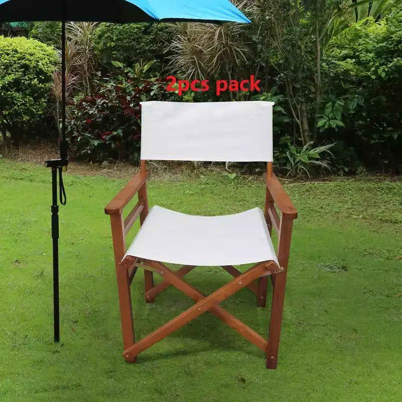 Chaise Pliante Chaise de Réalisateur en Bois Chaise Pliante en Toile Chaise Pliante 2pcs/set populus + Toile (Couleur : Blanc)