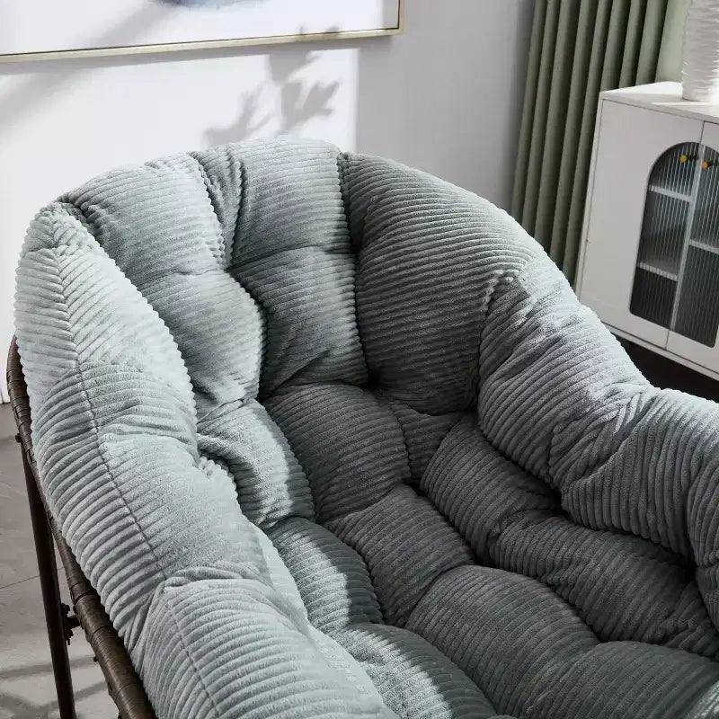 Fauteuils à bascule d'extérieur Okak en rotin avec coussin rembourré, fauteuils inclinables d'extérieur avec cadre métallique robuste, chaises de porche pour jardin, arrière-cour