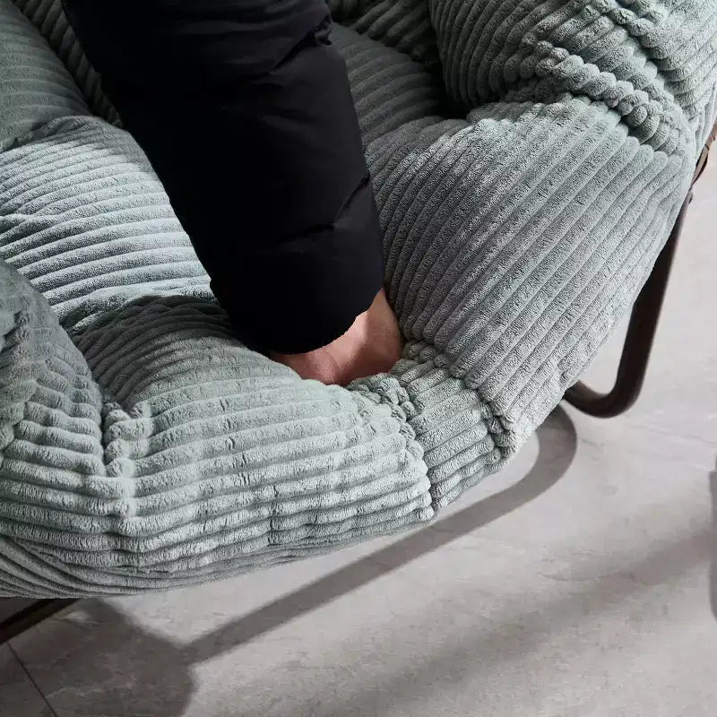 Fauteuils à bascule d'extérieur Okak en rotin avec coussin rembourré, fauteuils inclinables d'extérieur avec cadre métallique robuste, chaises de porche pour jardin, arrière-cour