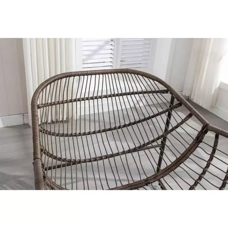 Fauteuils à bascule d'extérieur Okak en rotin avec coussin rembourré, fauteuils inclinables d'extérieur avec cadre métallique robuste, chaises de porche pour jardin, arrière-cour