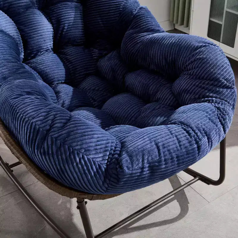 Fauteuils à bascule d'extérieur Okak en rotin avec coussin rembourré, fauteuils inclinables d'extérieur avec cadre métallique robuste, chaises de porche pour jardin, arrière-cour