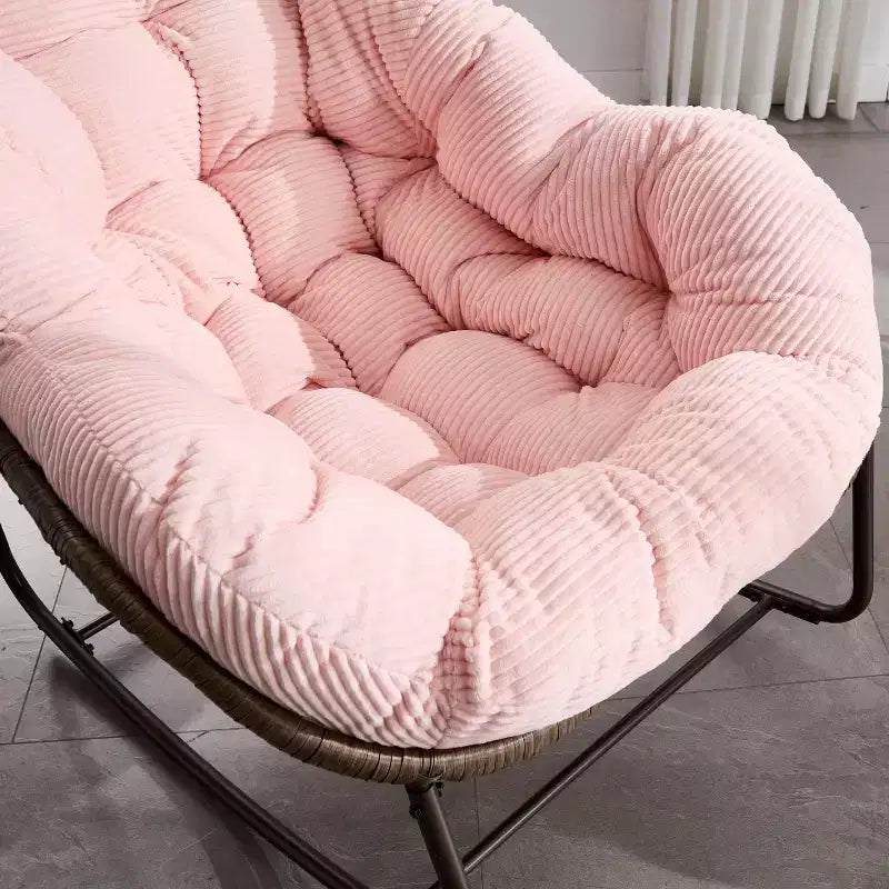 Fauteuils à bascule d'extérieur Okak en rotin avec coussin rembourré, fauteuils inclinables d'extérieur avec cadre métallique robuste, chaises de porche pour jardin, arrière-cour