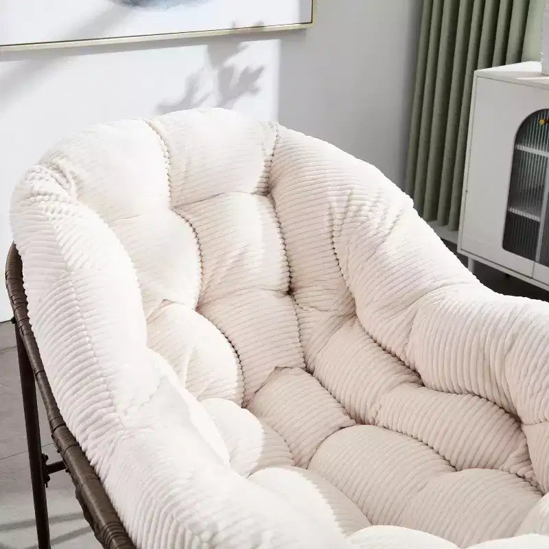 Fauteuils à bascule d'extérieur Okak en rotin avec coussin rembourré, fauteuils inclinables d'extérieur avec cadre métallique robuste, chaises de porche pour jardin, arrière-cour