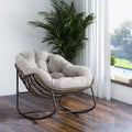Okak Outdoor Rattan Rocking Chairs with Padding Cushion, Outdoor Recliner with Sturdy Metal Frame, Porch Chairs for Garden, Backyard