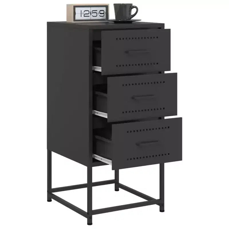 vidaXL Chevet noir en acier Chevet de taille moyenne de forme rectangulaire