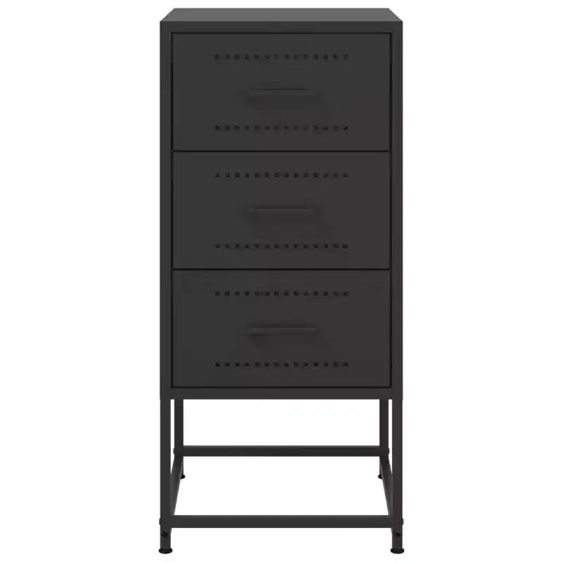 vidaXL Chevet noir en acier Chevet de taille moyenne de forme rectangulaire