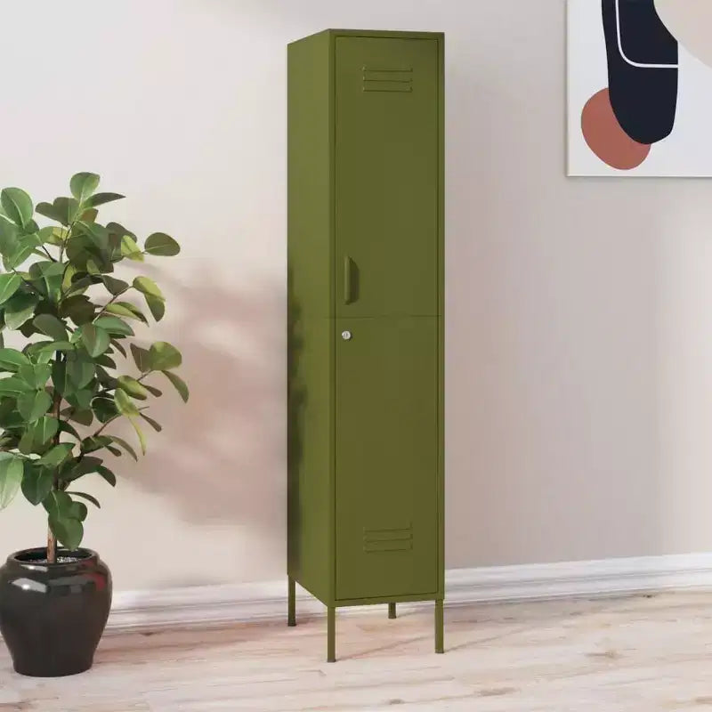 vidaXL Armoire de rangement métallique Organiseur de casiers pour école, bureau, en acier - Vert olive