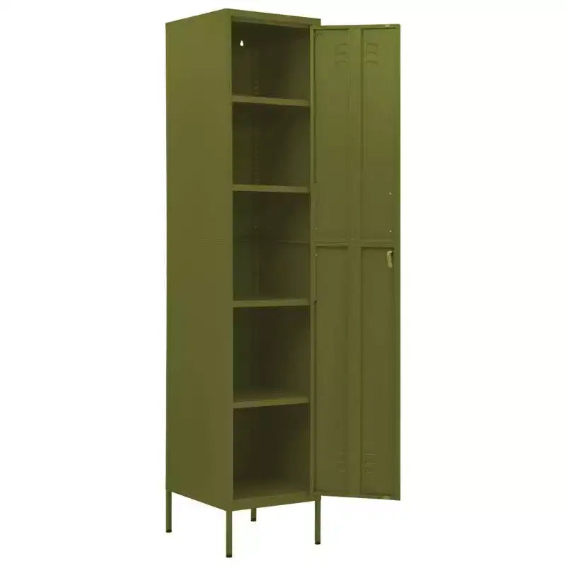 vidaXL Armoire de rangement métallique Organiseur de casiers pour école, bureau, en acier - Vert olive